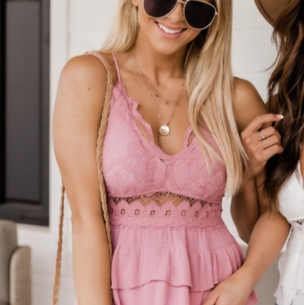 Pink Lily Lace Ruffle Top